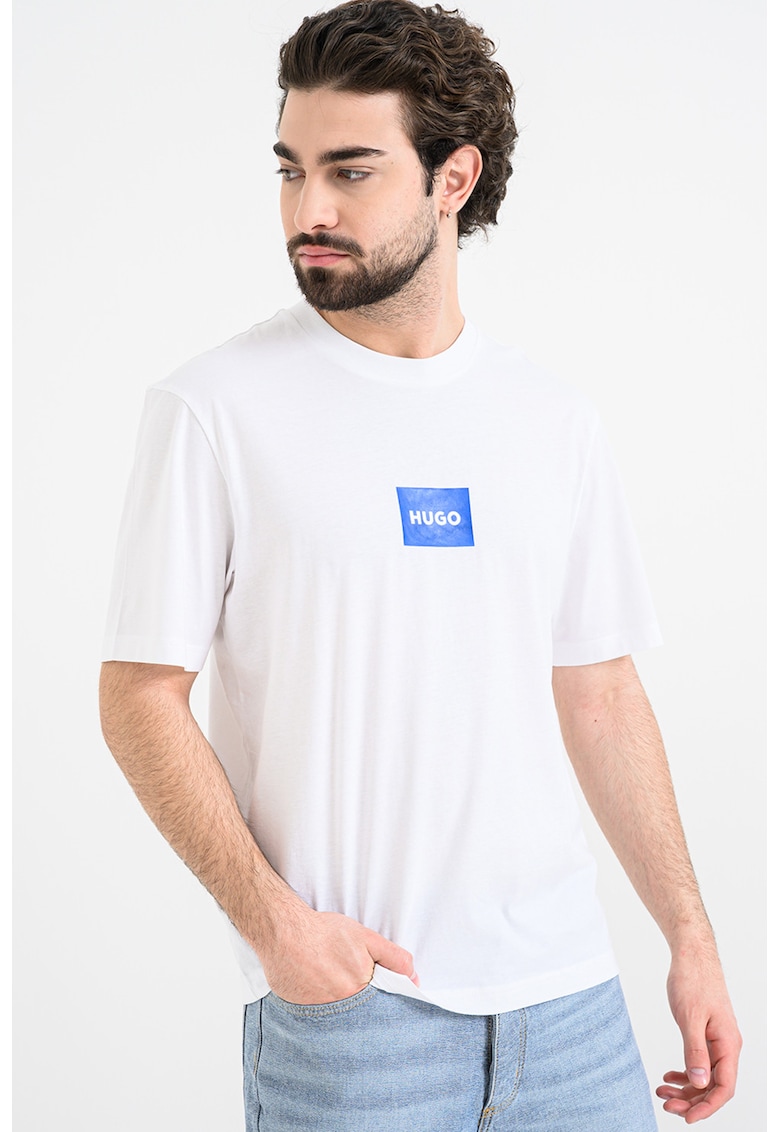 Tricou cu aplicatie logo - Albastru royal/Alb optic