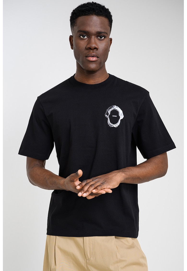 Tricou de bumbac cu imprimeu pe spate - Alb/Negru