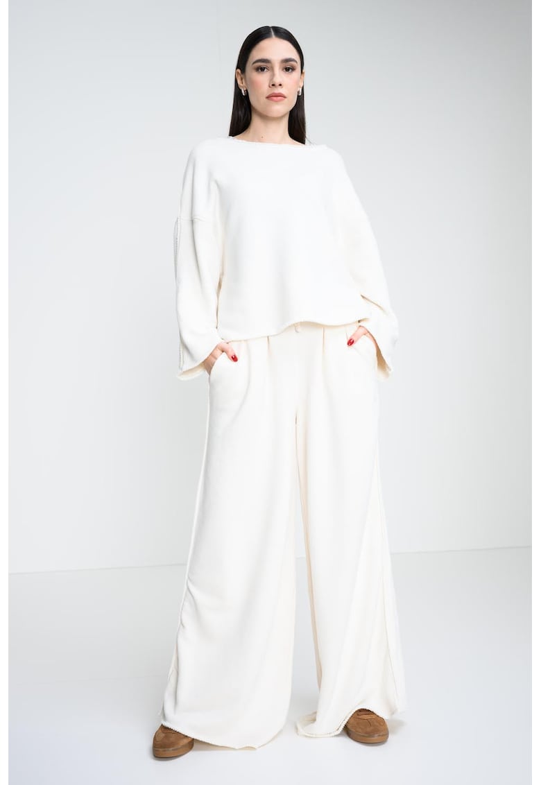 Bluza lejera din amestec de bumbac - Alb fildes