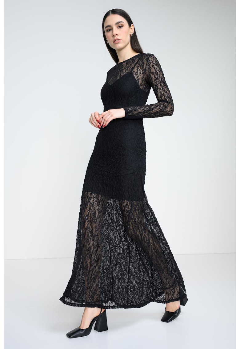 Rochie midi cu dantela - Negru