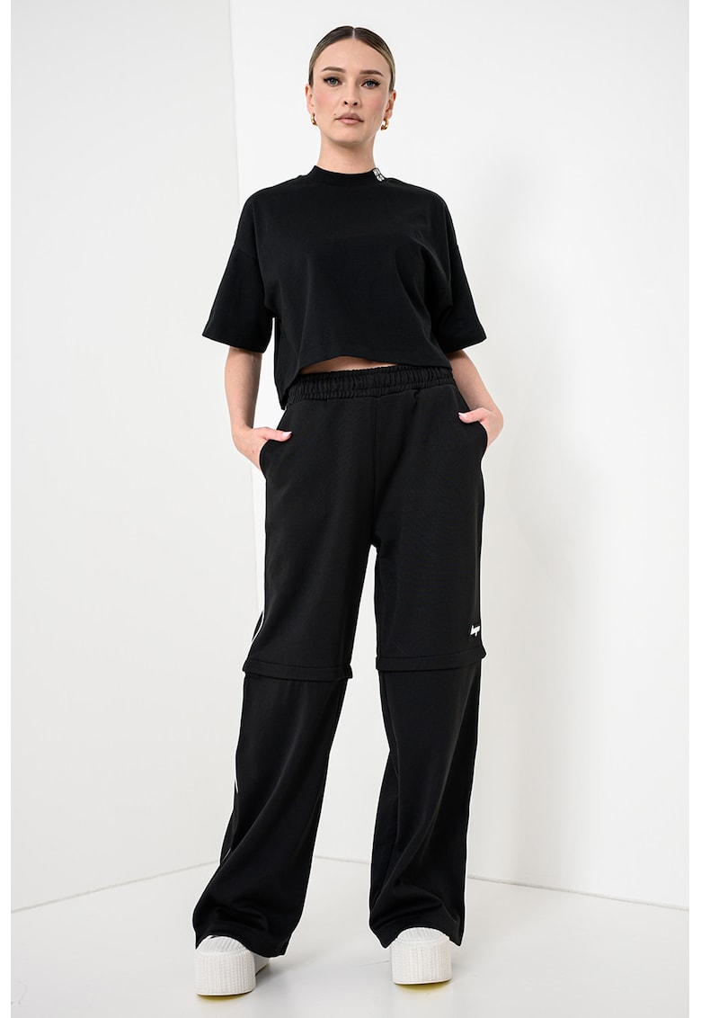 Pantaloni relaxed fit cu talie medie Nateam - Alb/Negru