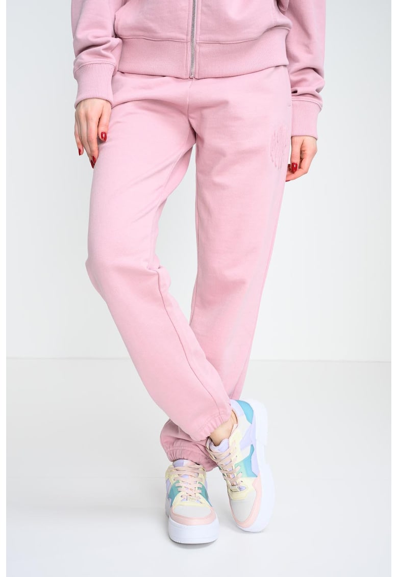 Pantaloni de trening cu croiala relaxed-fit si talie medie - Roz prafuit