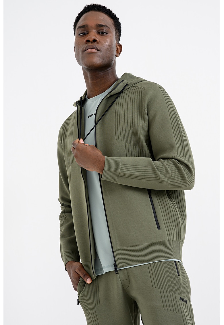 Hanorac uni cu fermoar - Verde sparanghel