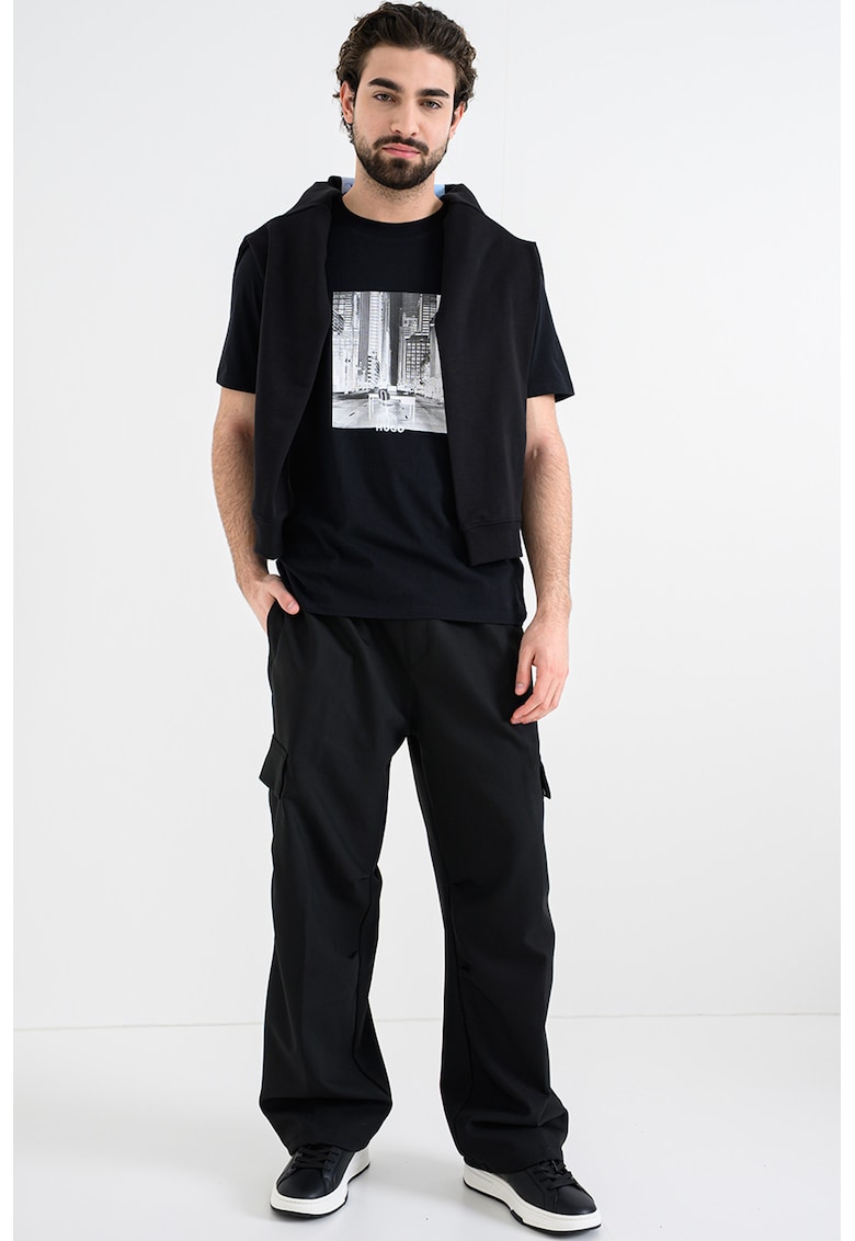 Tricou de bumbac cu imprimeu grafic Deyss - Alb/Negru/Gri inchis