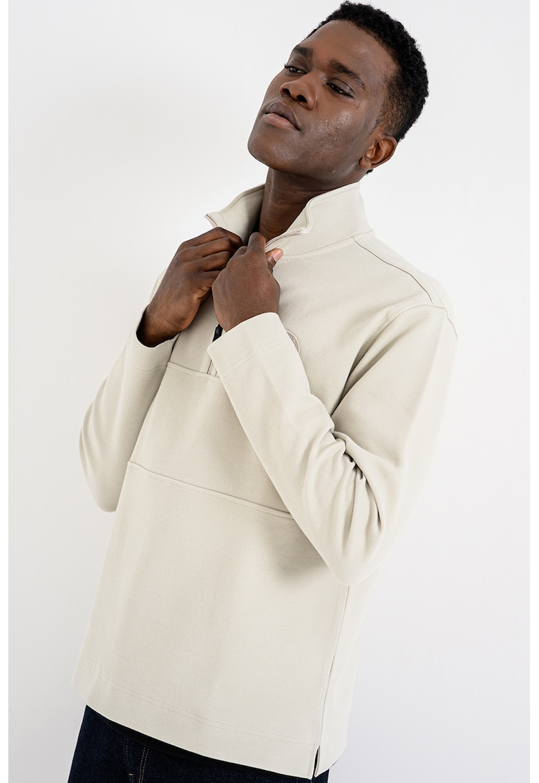 Bluza de trening cu fenta cu fermoar - Bej deschis