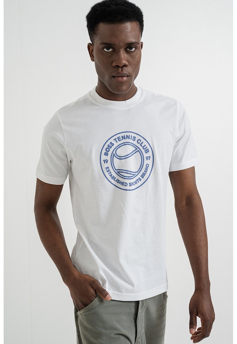 Tricou de bumbac cu logo Join - Alb/Albastru azur