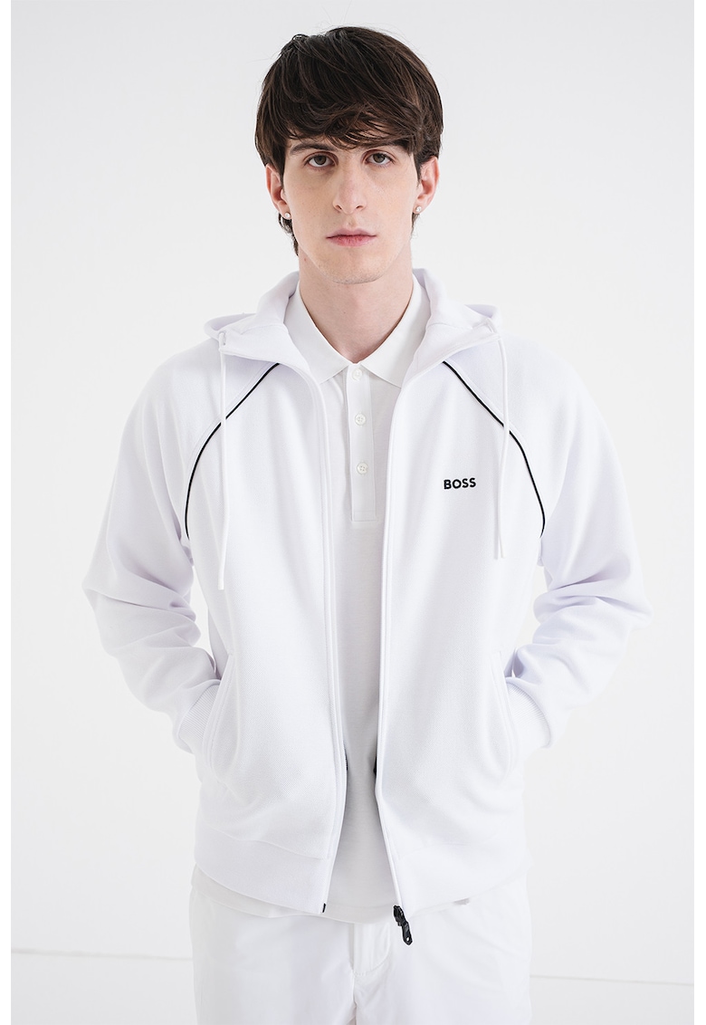 Hanorac din amestec de bumbac cu logo pe piept - Alb optic