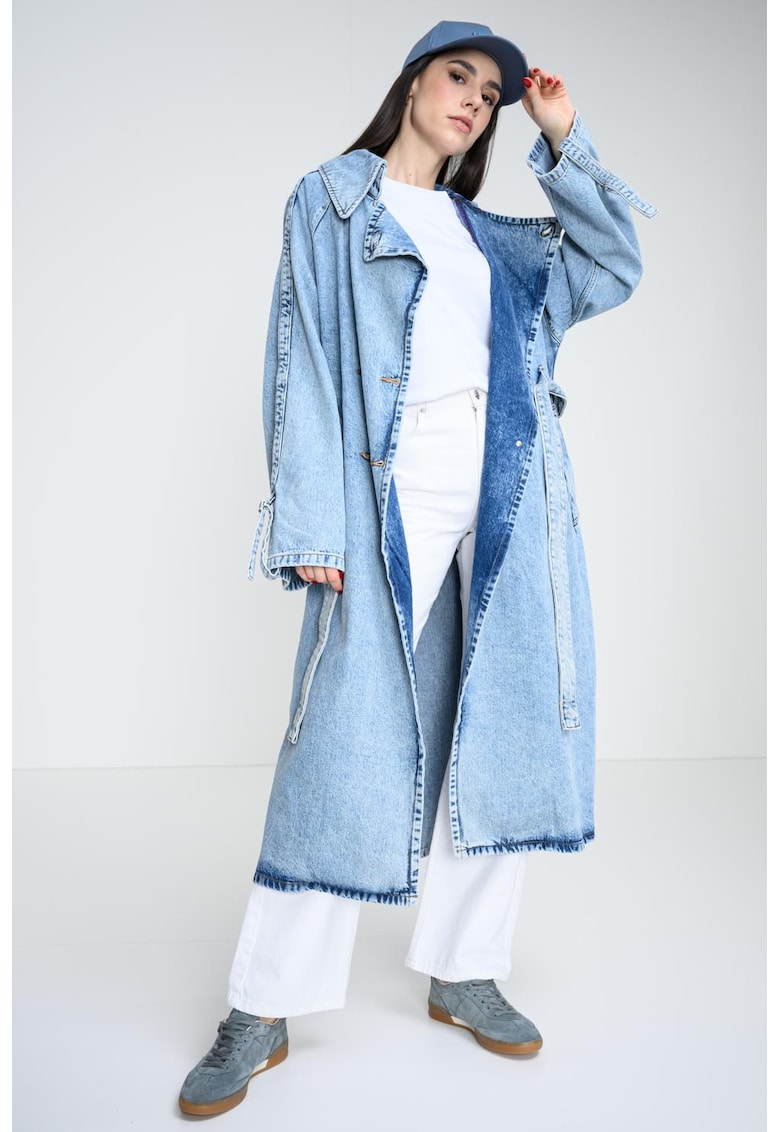 Trenci din amestec de denim si lyocell - Albastru melange