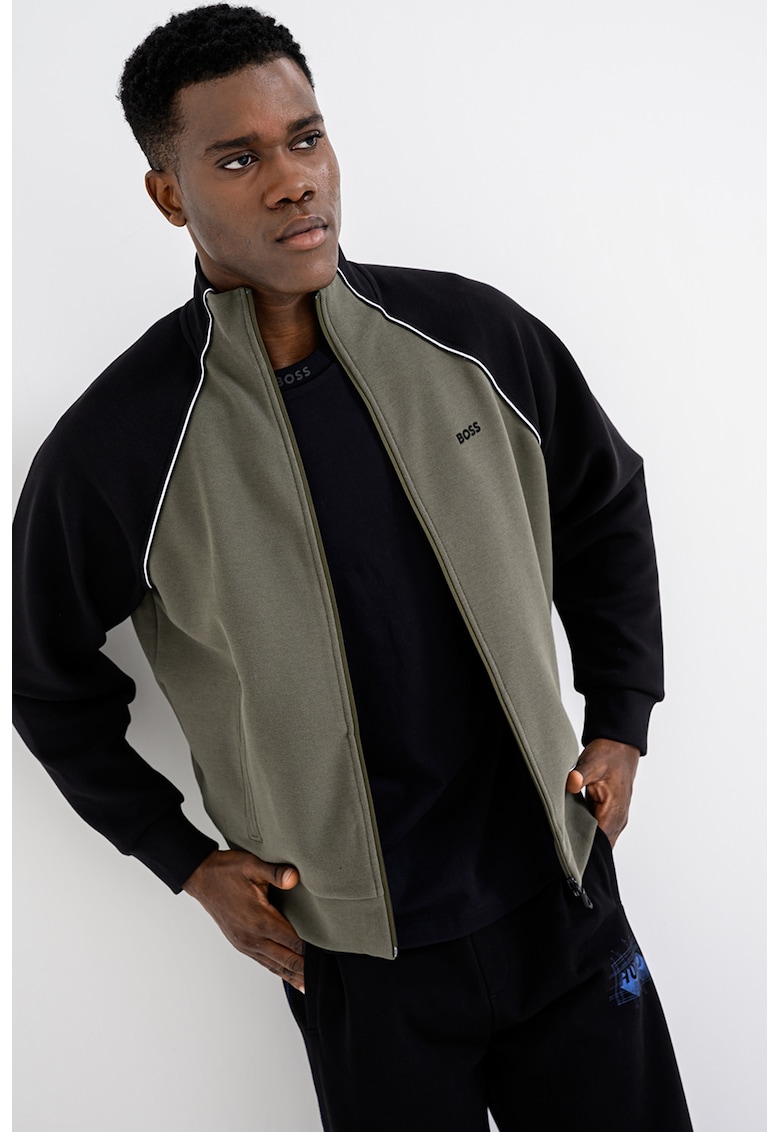 Bluza de trening cu fermoar Join - Negru/Verde sparanghel