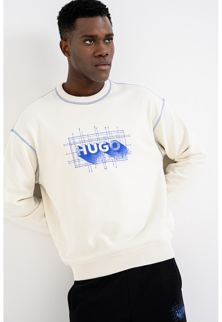 Bluza de trening cu imprimeu logo Nothalic - Albastru royal/Alb murdar