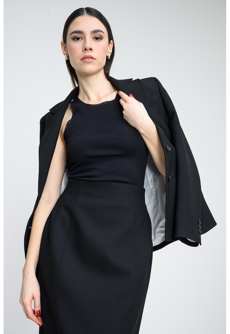 Top striat cu decupaj pe partea din spate - Negru