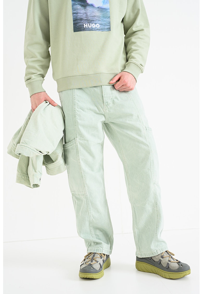 Blugi relaxed fit cu talie medie Carpenter - Verde pal
