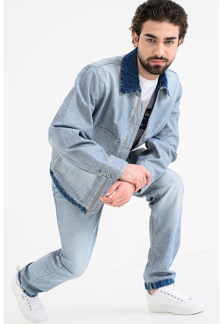 Camasa regular fit cu buzunare laterale Talian - Albastru melange