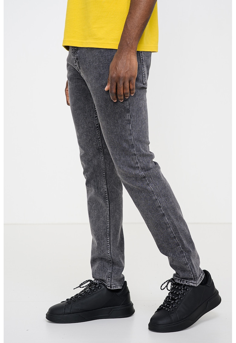 Blugi slim fit cu talie medie Delaware - Gri inchis melange