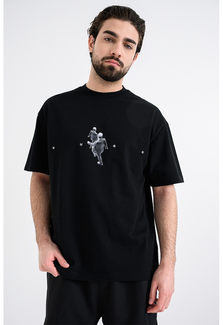 Tricou regular fit cu imprimeu grafic Dollo - Negru/Alb murdar