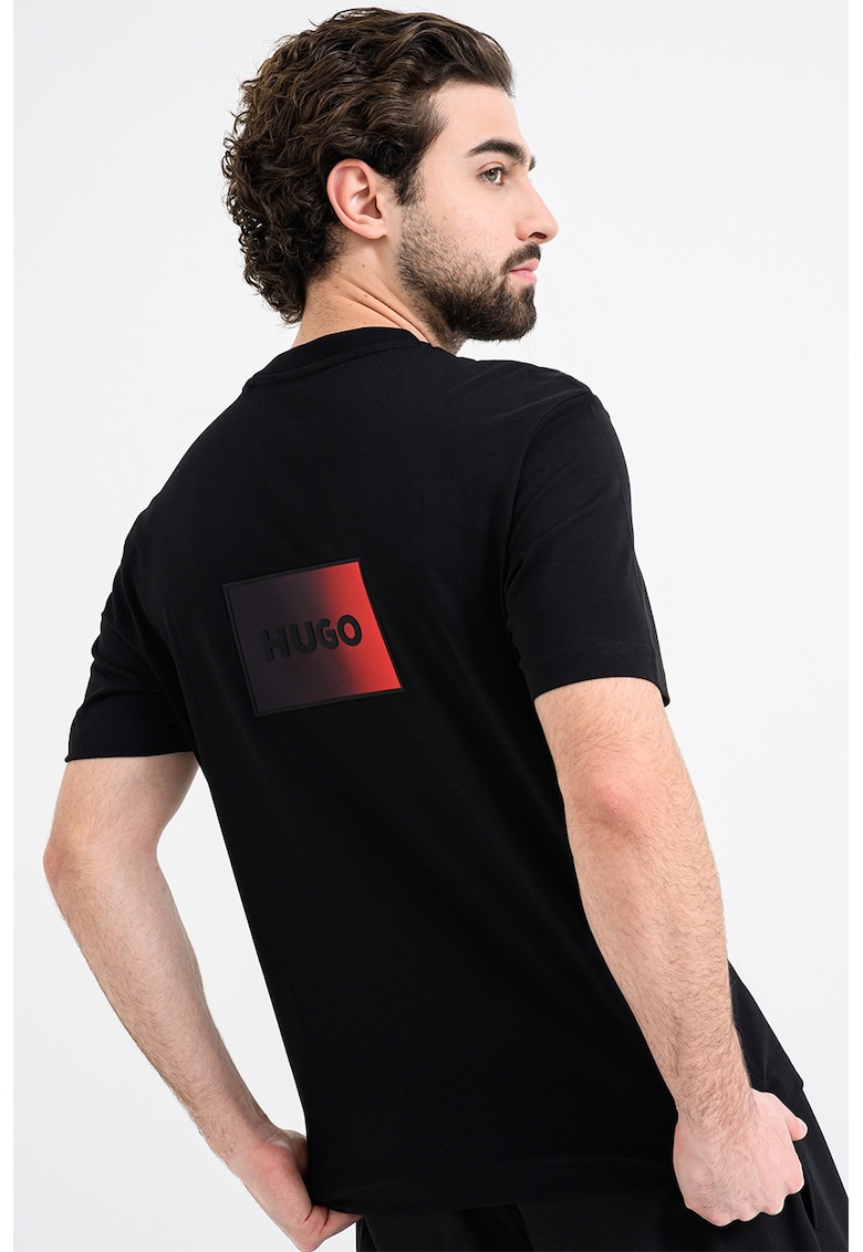 Camasa cu decolteu la baza gatului si logo Danoto - Rosu/Negru