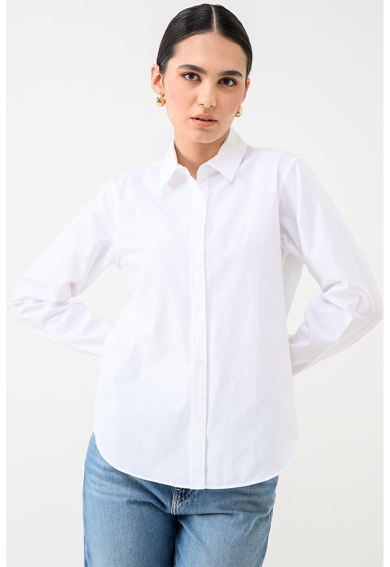 Camasa slim fit uni de bumbac - Alb optic