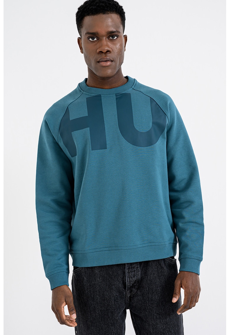 Bluza de trening din bumbac cu logo supradimensionat - Verde englez