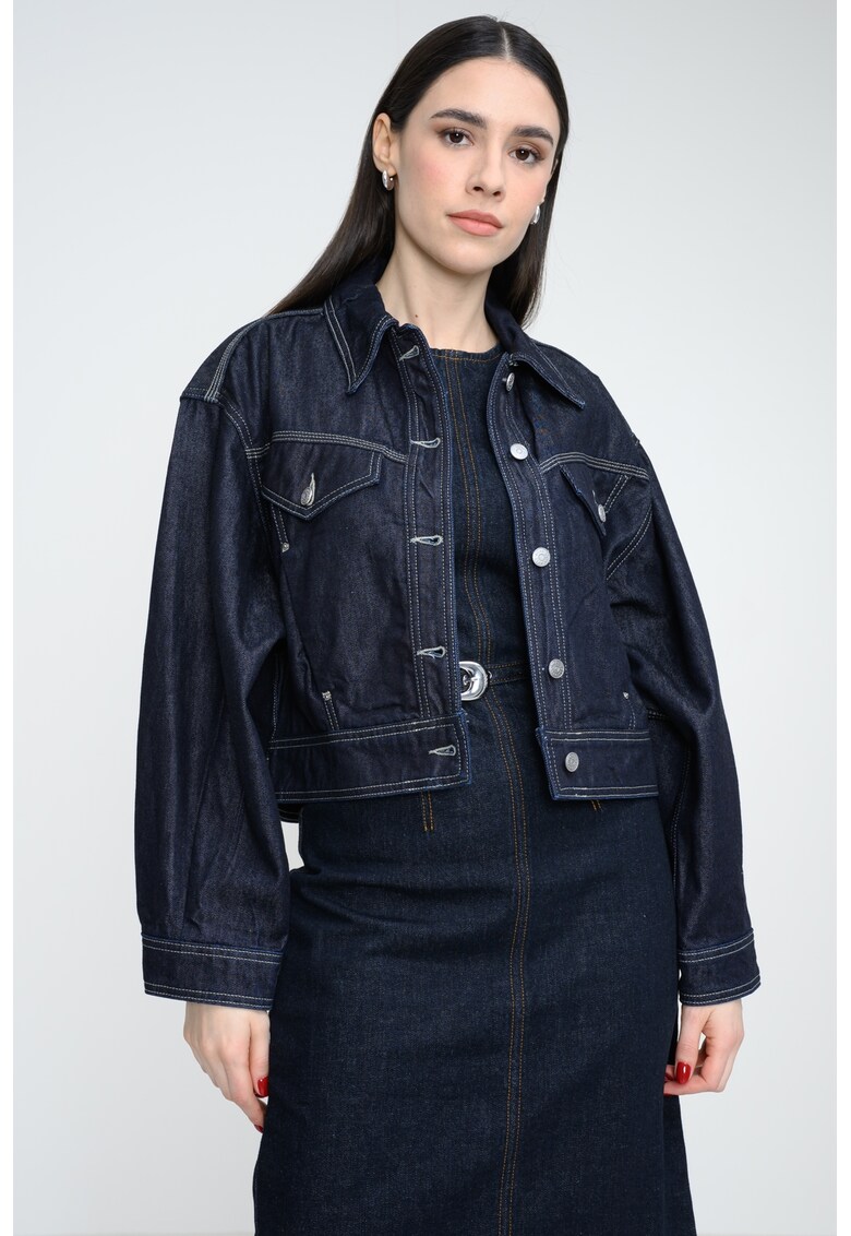 Jacheta din amestec de lyocell si denim - Bleumarin