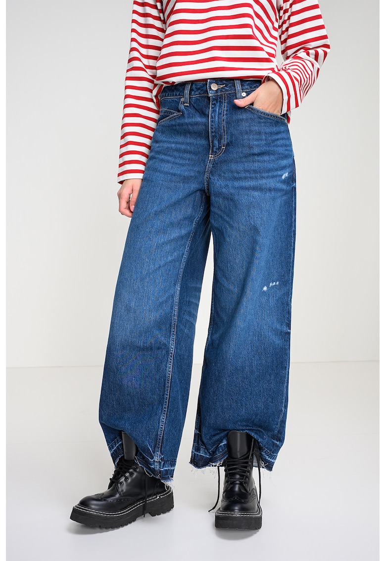 Blugi din amestec de lyocell cu croiala ampla - Albastru inchis