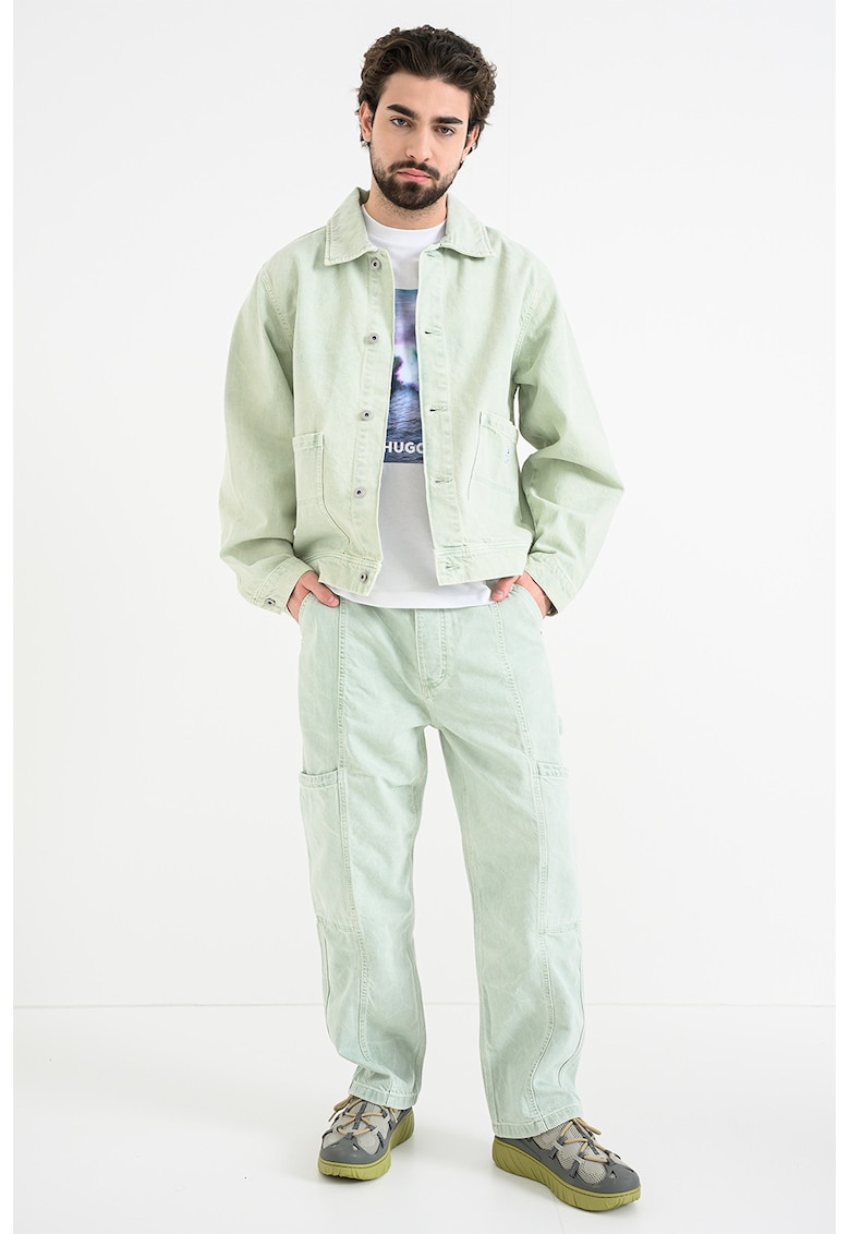 Jacheta lejera de denim cu buzunare supradimensionate Ashen - Verde pal