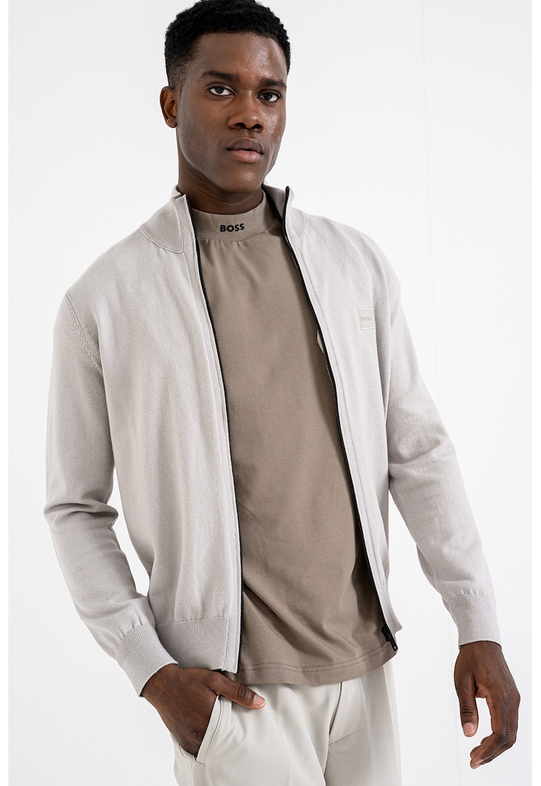 Bluza de trening din amestec de casmir cu fermoar - Maro taupe deschis