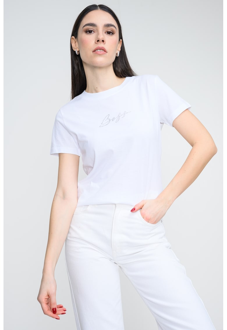 Tricou din bumbac cu logo - Alb optic