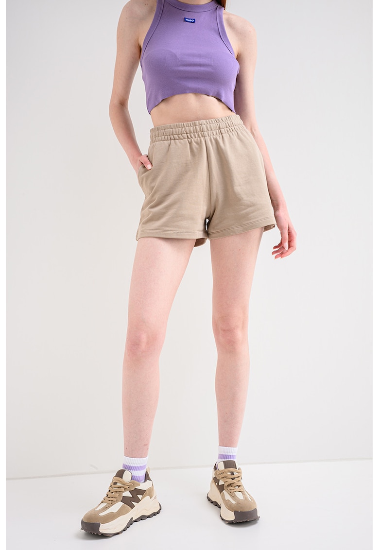 Pantaloni scurti din bumbac cu logo Ninosta - Maro taupe