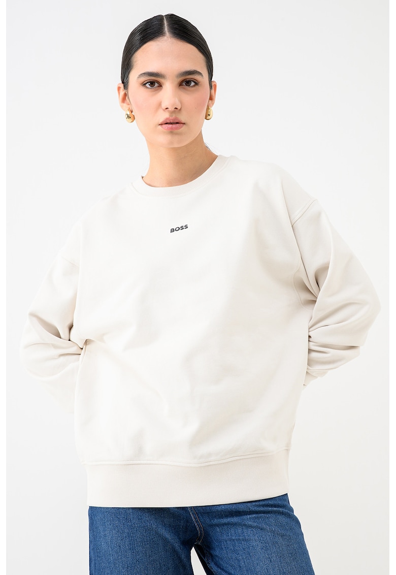 Bluza de trening lejera - de bumbac cu logo - Maro camel