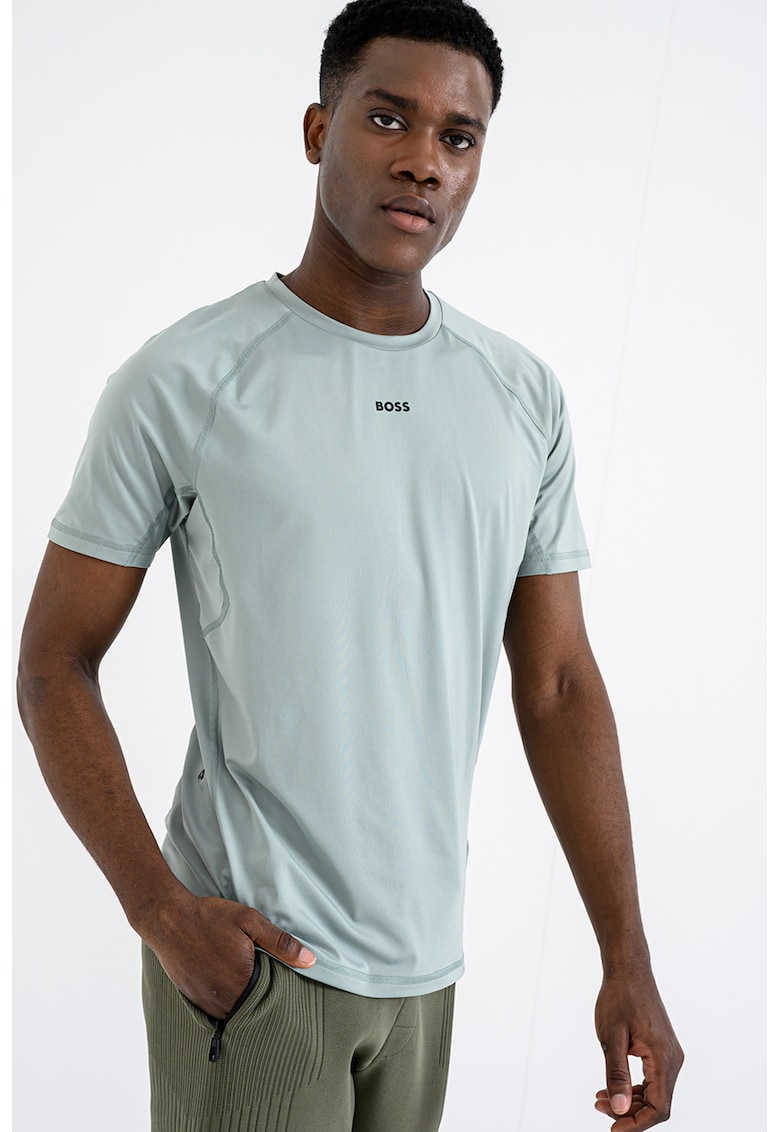 Tricou regular-fit cu decolteu la baza gatului - Verde fistic
