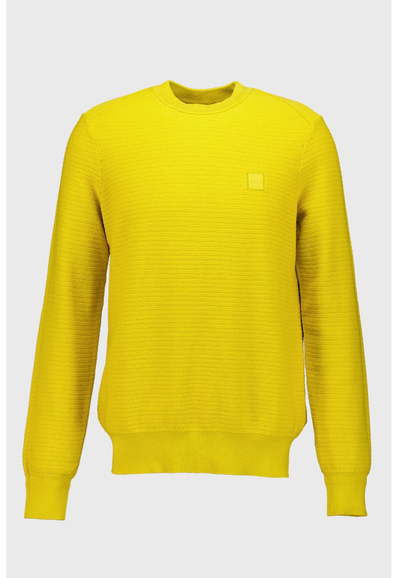 Pulover regular fit cu aplicatie logo discreta Anion - Galben mustar