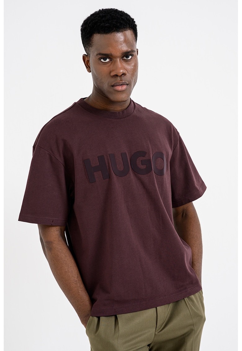 Tricou supradimensionat cu decolteu la baza gatului Dinkee - Violet aubergine