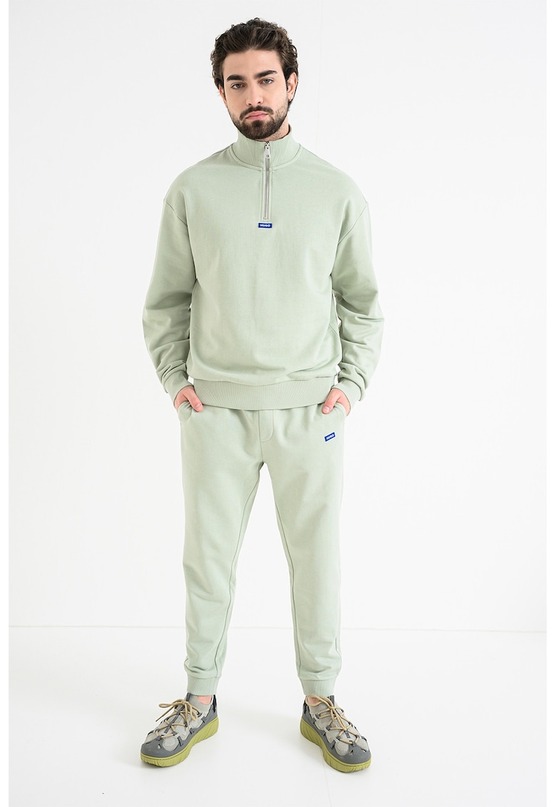 Bluza de trening cu fermoar scurt si maneci cazute - Verde pal