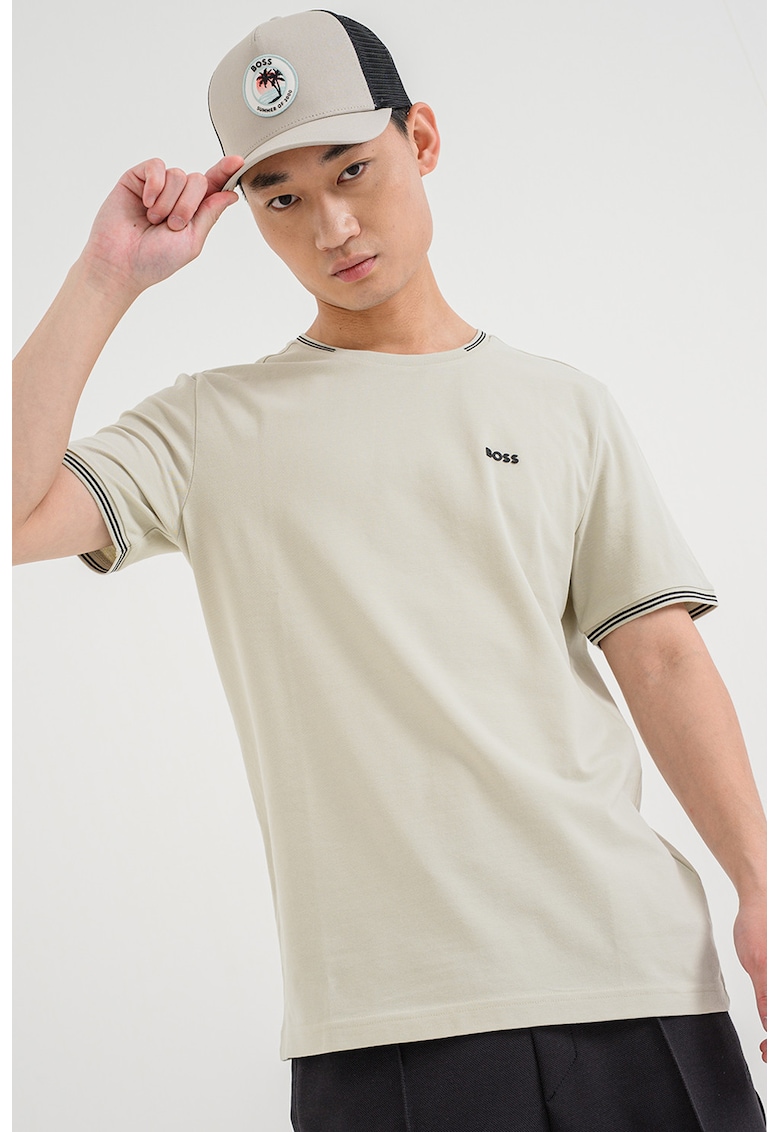 Tricou regular fit cu decolteu la baza gatului Taul - Mint