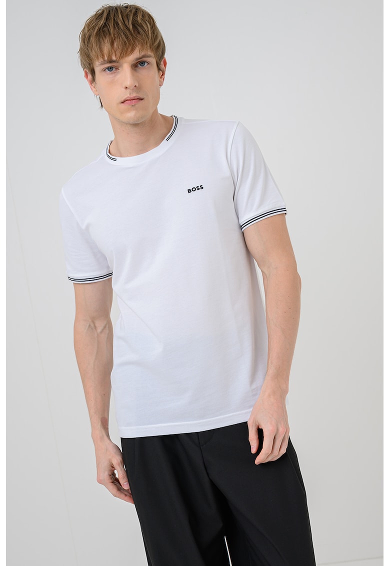 Tricou regular fit cu decolteu la baza gatului Taul - Alb murdar