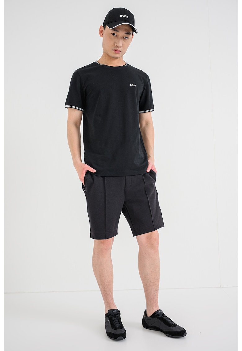 Tricou regular fit cu decolteu la baza gatului Taul - Negru stins