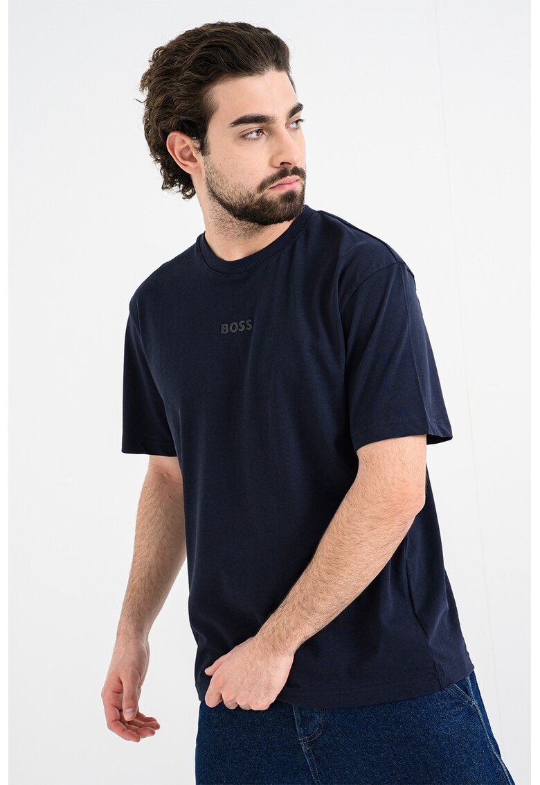 Tricou din bumbac cu logo - Albastru ultramarin