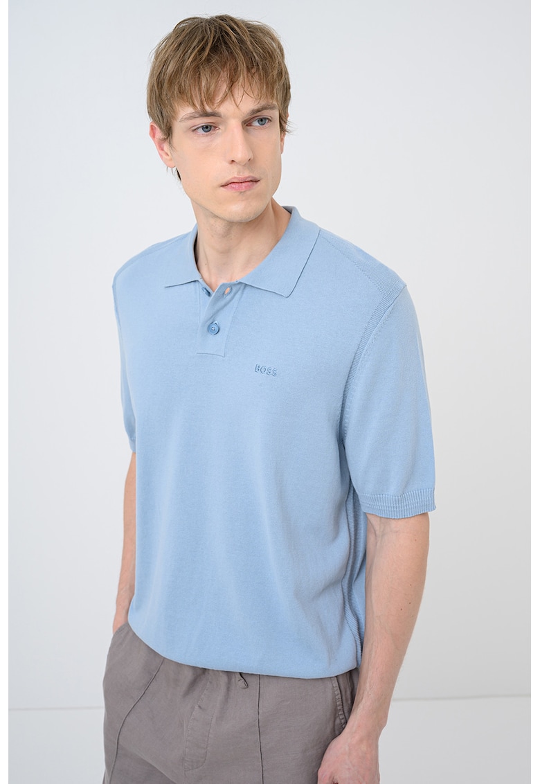 Tricou polo tricotat fin Asac - Albastru pastel