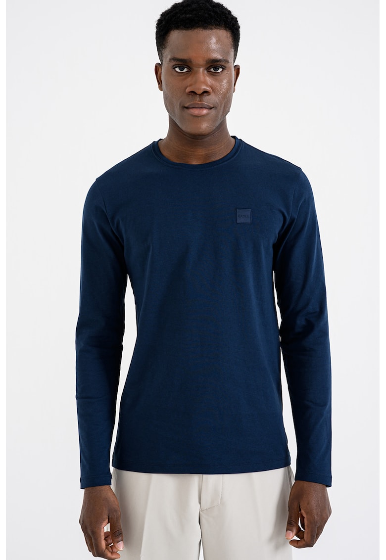 Bluza din bumbac cu aplicatie logo Tacks - Albastru/Bleumarin