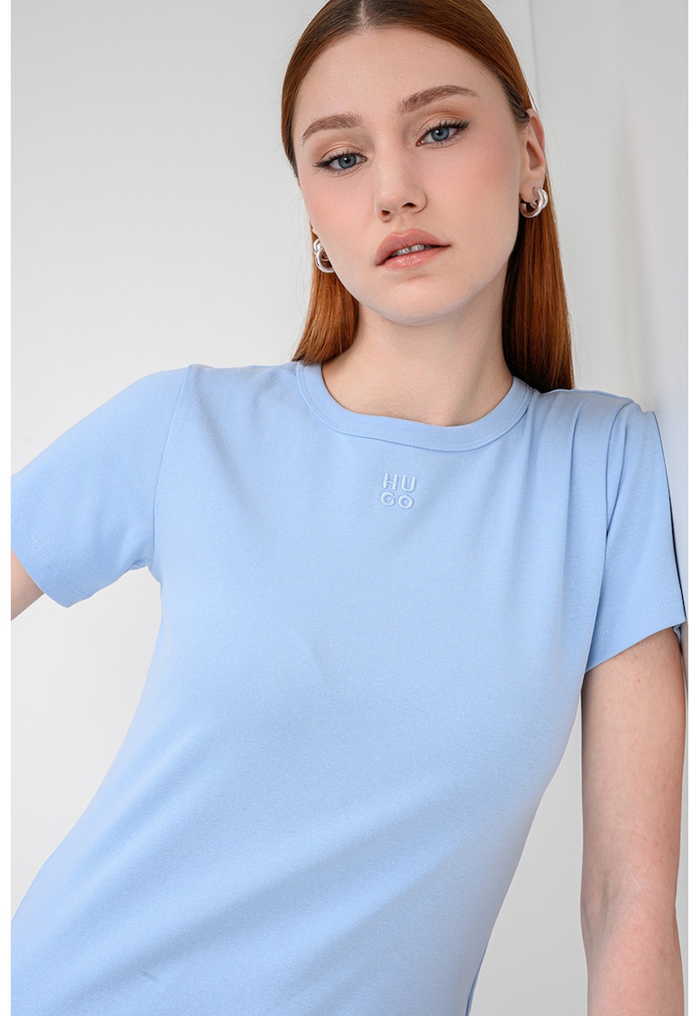 Tricou cu decolteu la baza gatului Deloris - Albastru pal