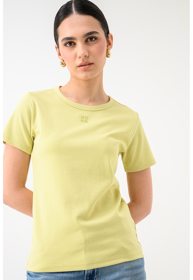 Tricou cu decolteu la baza gatului Deloris - Verde lime