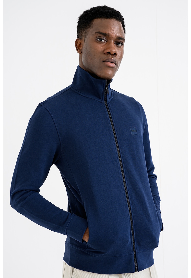 Bluza de trening cu fermoar si aplicatie logo discreta Zestart - Albastru indigo