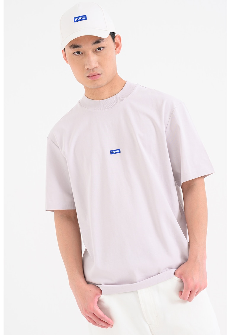 Tricou cu decolteu la baza gatului si logo Nieros - Albastru royal/Lila