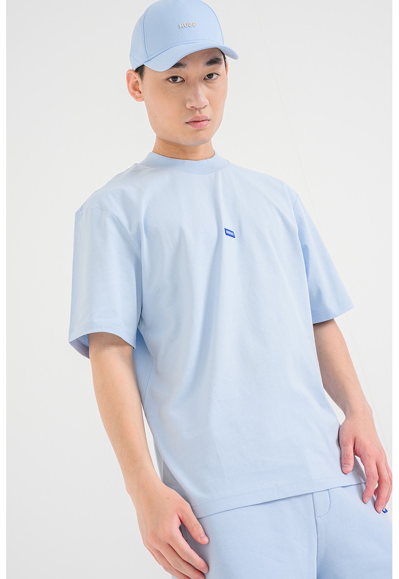 Tricou cu decolteu la baza gatului si logo Nieros - Albastru deschis