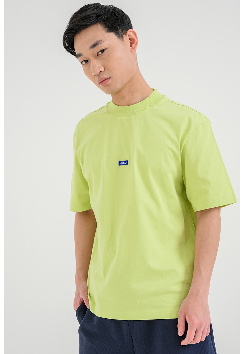 Tricou cu decolteu la baza gatului si logo Nieros - Verde lime