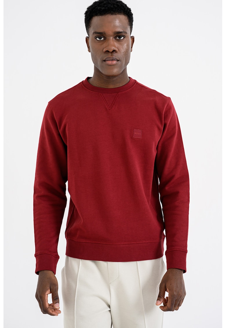 Bluza de trening relaxed fit cu decolteu la baza gatului Westart - Visiniu/Maro cognac