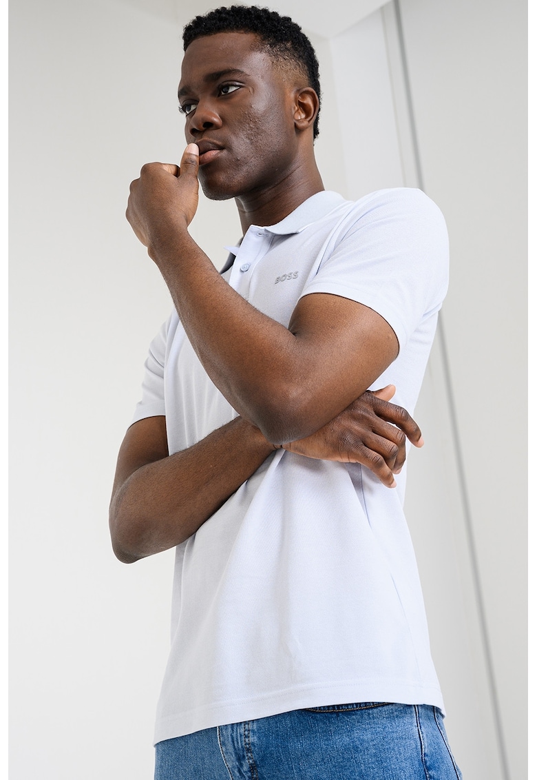 Tricou polo relaxed fit Peoxford - Albastru glaciar/Albastru deschis