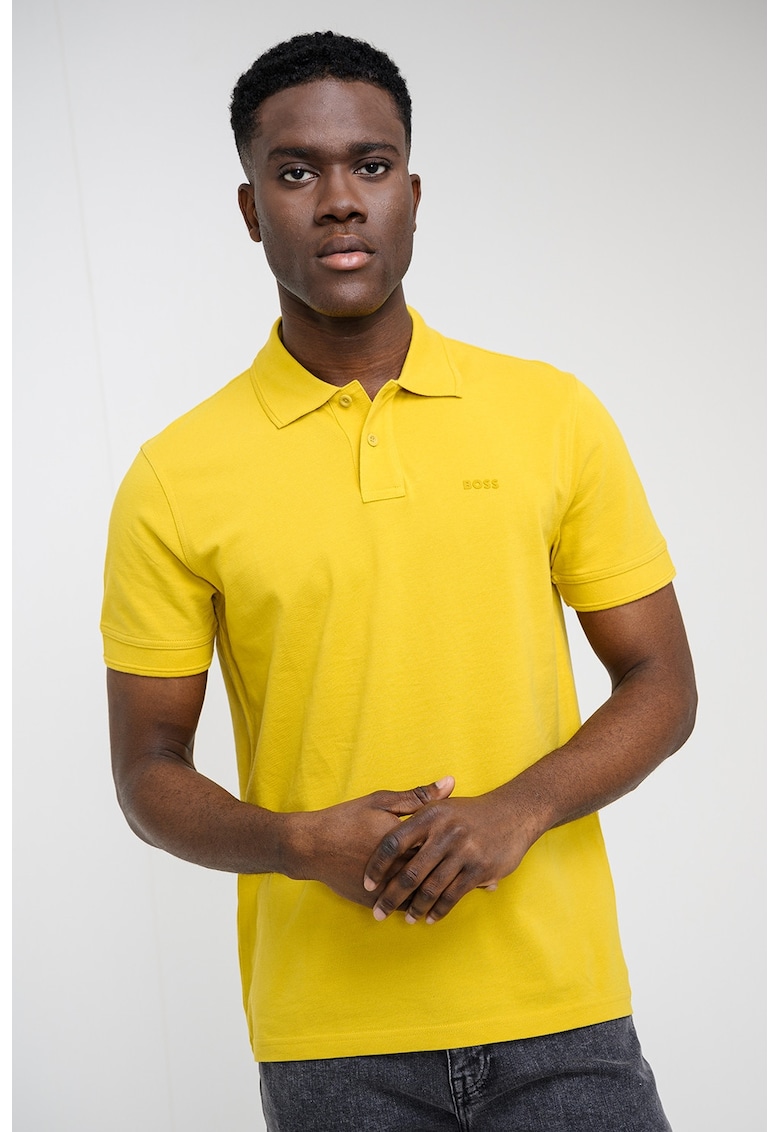 Tricou polo de bumbac pique Prime - Galben sofran