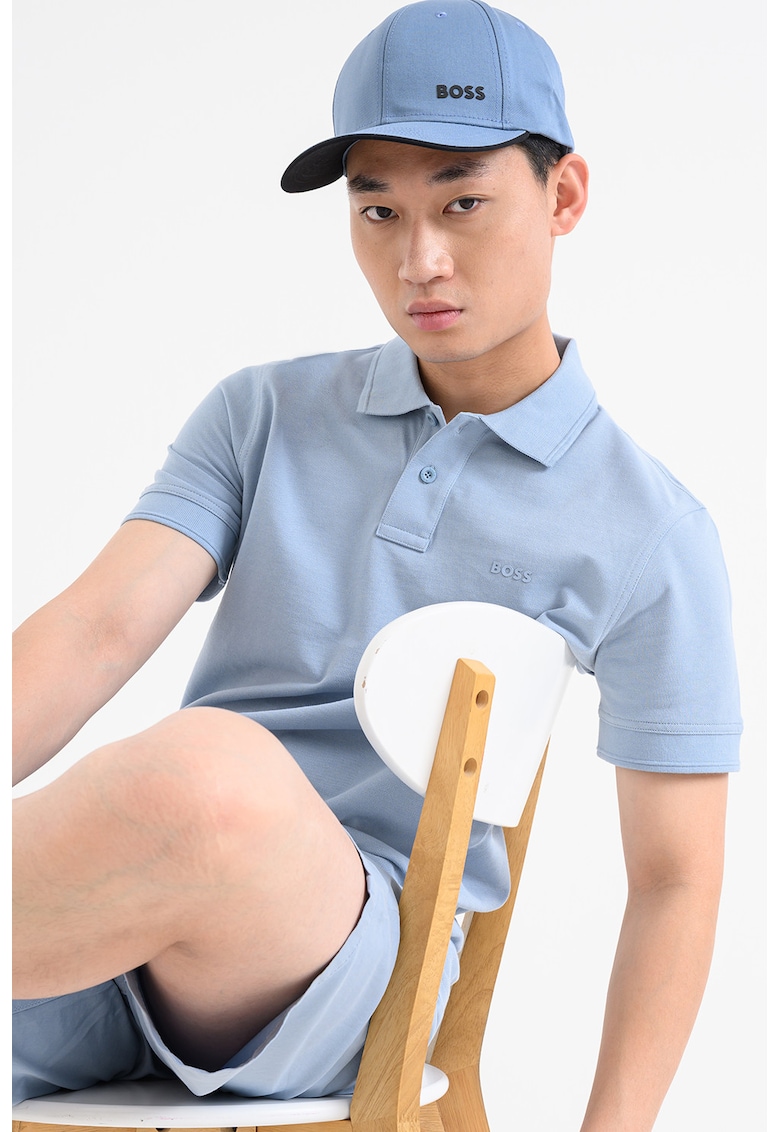 Tricou polo de bumbac pique Prime - Albastru lavanda