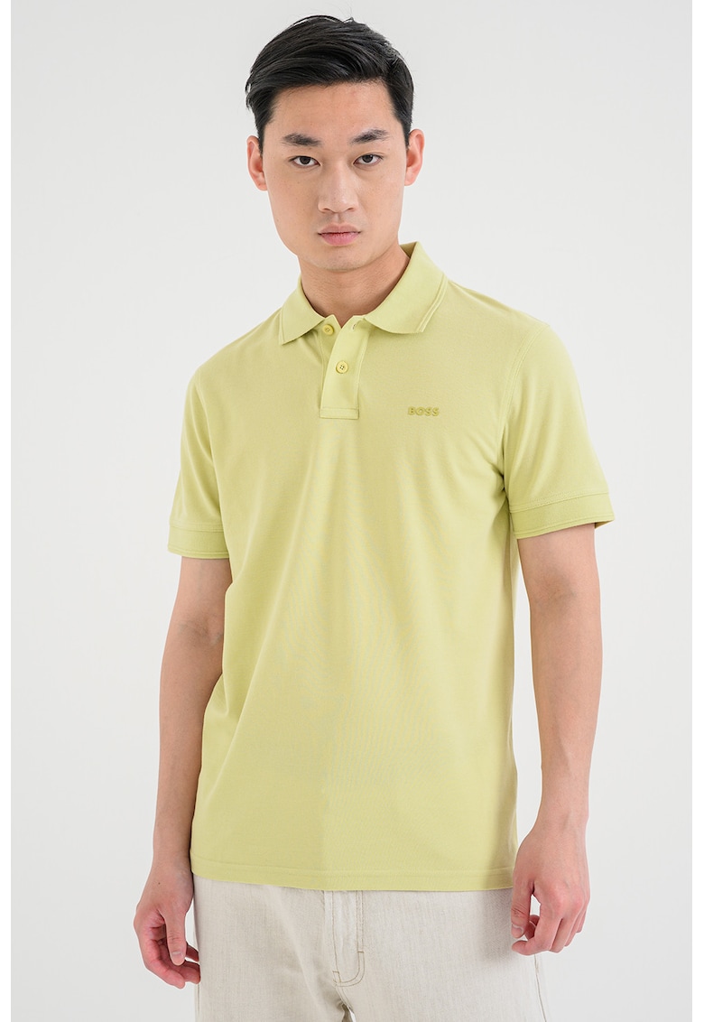 Tricou polo de bumbac pique Prime - Verde lime